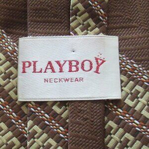Vintage Playboy Clip On Tie, Brown Stripes, Retro                 J120